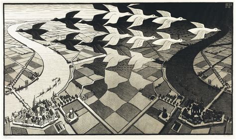 The Interplay of Light and Shadows in MC Escher's Mirror Illusions